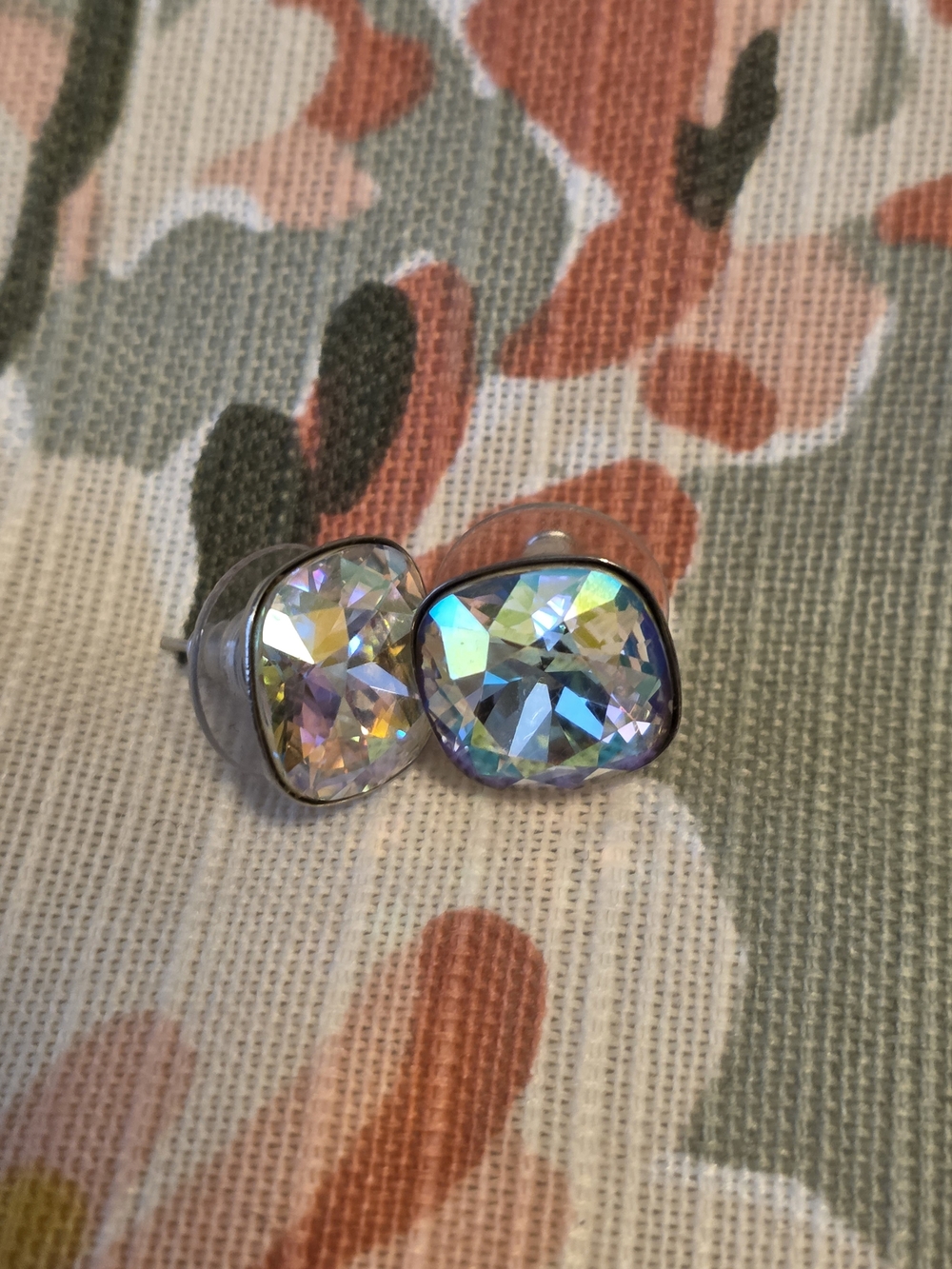 Iridescent Swarovski Crystal Stud Earrings - Sparkling Aurora Colors